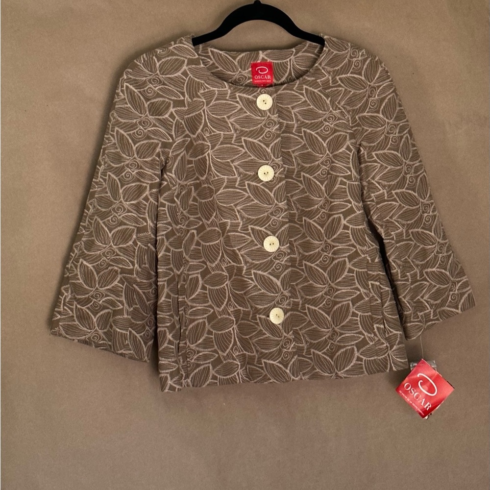 NWT Oscar de la Renta cropped jacquard coat